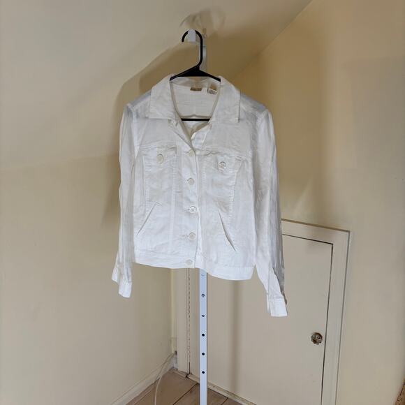 Linden Hill EUC Women's White Linen Jacket Size S - Picture 1 of 5